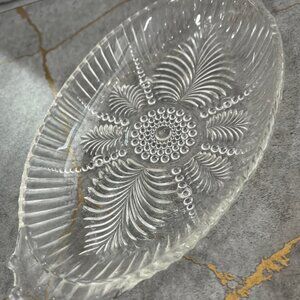 Vintage Anchor Hocking Feather and Pearl Relish Dish Depression Glass